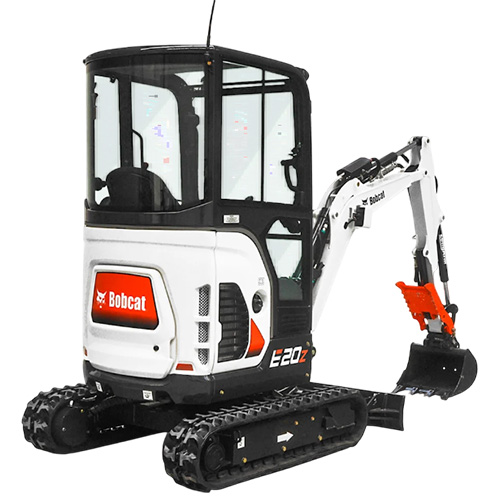 Bobcat E20z mini excavator with enclosed cab